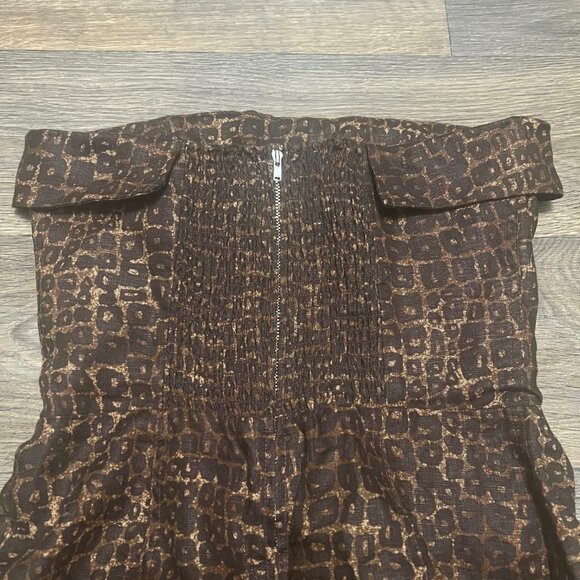 Reformation Madilyn Linen Dress Strapless Brown Size 8 - Picture 5 of 5